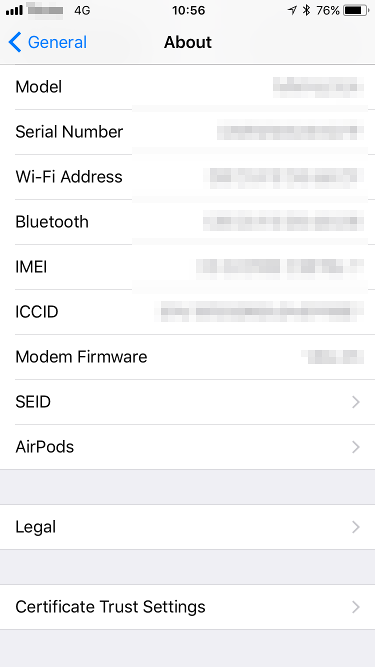 AirPod Firmware - About Screen
